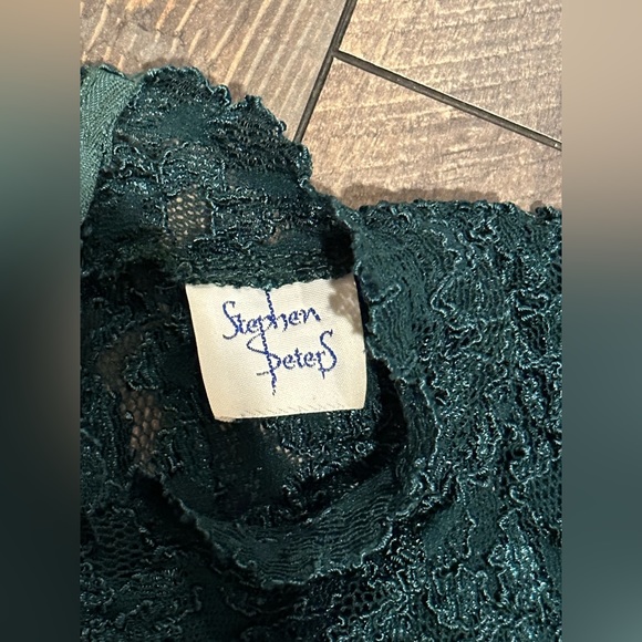 Stephen Peters Vintage Emerald Green Lace Blouse Size S EUC - Picture 2 of 3